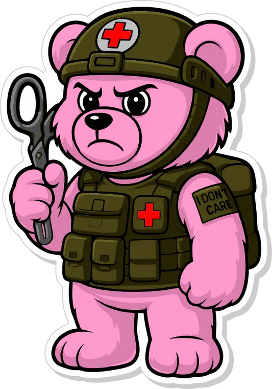 Dead Inside Bear - IDFC BEARS  - 3.75" Sticker - Pink