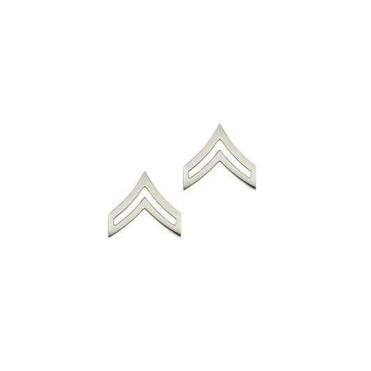 Police Corporal Sta-Brite Nickel Rank Pin Tall 13/16" Pair