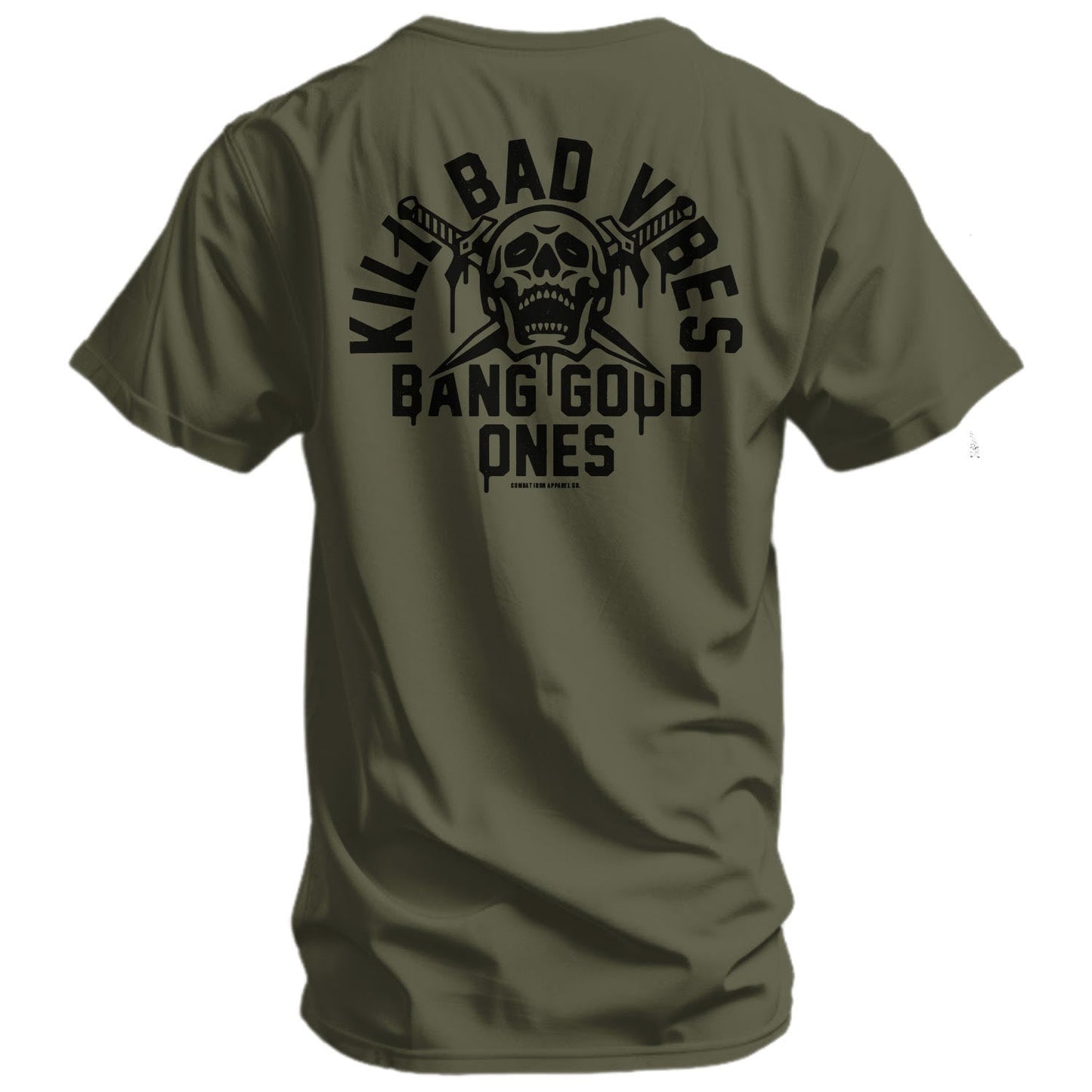 Kill Bad Vibes. Bang Good Ones Skull Men's T-Shirt